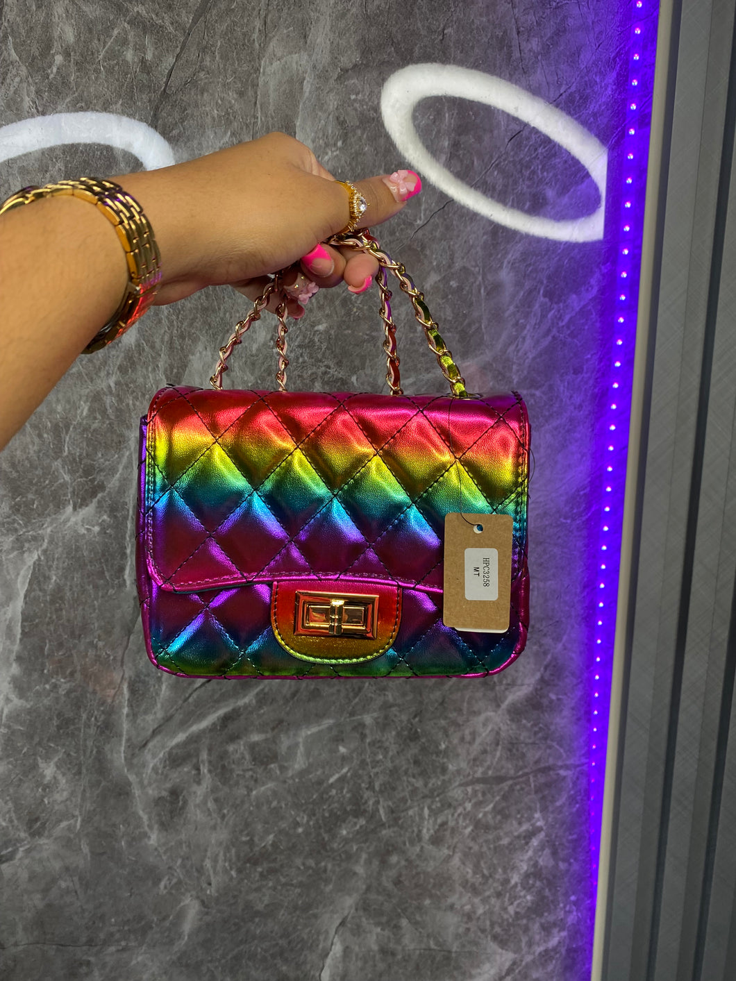 Quilted rainbow clutch