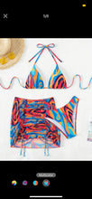 Cargar imagen en el visor de la galería, Conjunto de bikini de 3 piezas combinado azul
