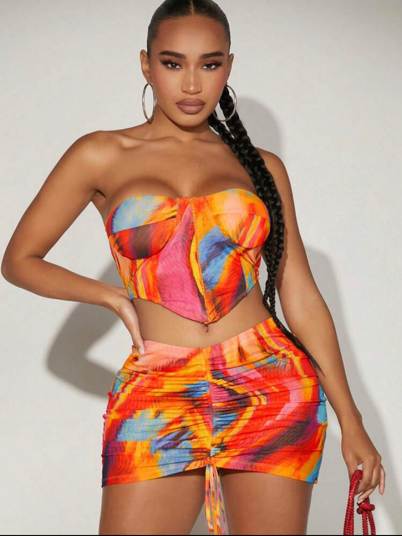 Conjunto falda multicolor