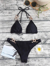 Cargar imagen en el visor de la galería, Bikini con microcadenas en negro
